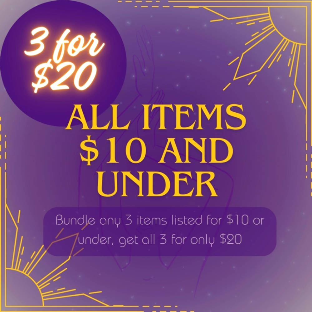 3/$20 on ALL ITEMS LISTED $10 OR UNDER